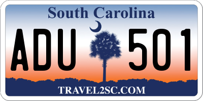 SC license plate ADU501