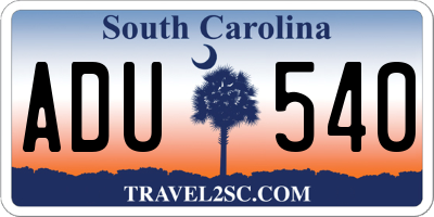 SC license plate ADU540
