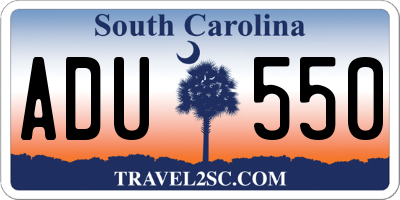 SC license plate ADU550