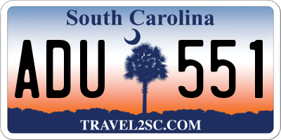 SC license plate ADU551