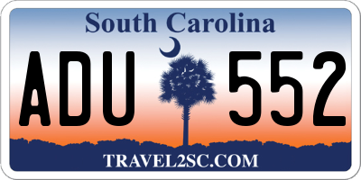 SC license plate ADU552