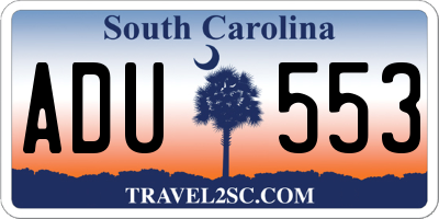 SC license plate ADU553