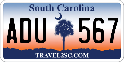 SC license plate ADU567