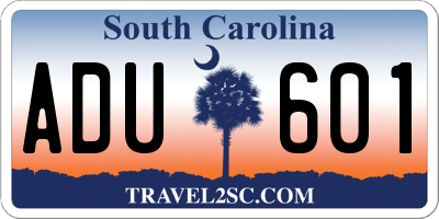 SC license plate ADU601