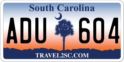 SC license plate ADU604