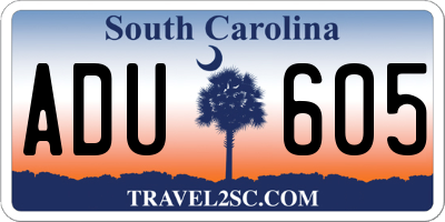 SC license plate ADU605