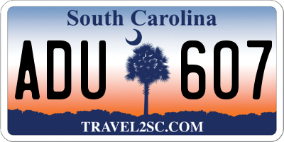 SC license plate ADU607