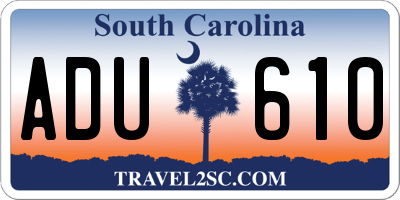 SC license plate ADU610