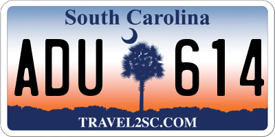 SC license plate ADU614