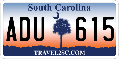 SC license plate ADU615