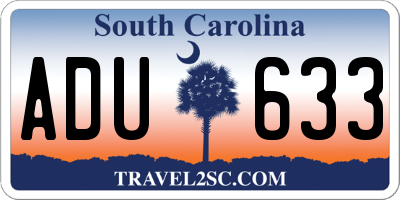 SC license plate ADU633