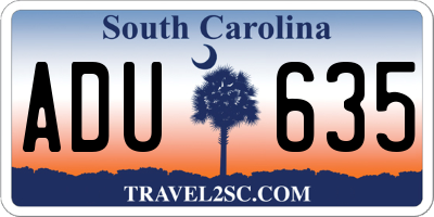 SC license plate ADU635