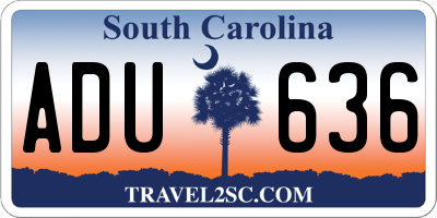 SC license plate ADU636