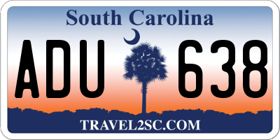 SC license plate ADU638