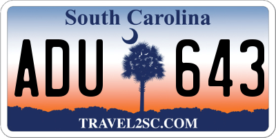 SC license plate ADU643
