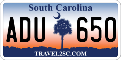 SC license plate ADU650