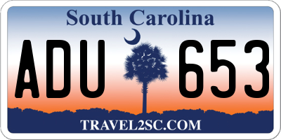SC license plate ADU653