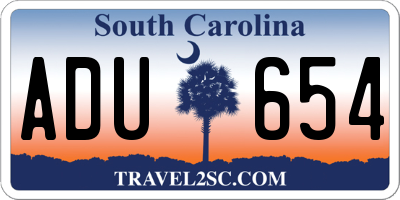 SC license plate ADU654