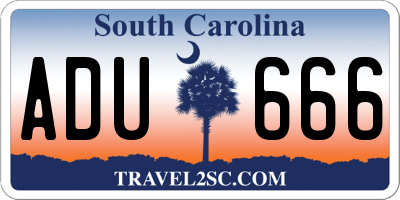 SC license plate ADU666