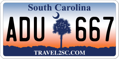 SC license plate ADU667