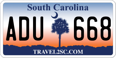 SC license plate ADU668