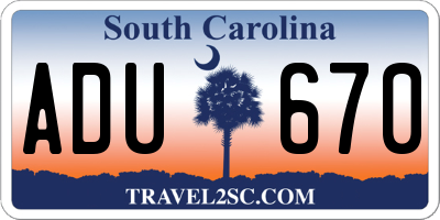 SC license plate ADU670