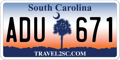 SC license plate ADU671
