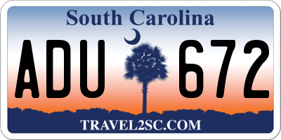 SC license plate ADU672