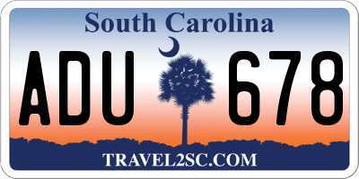 SC license plate ADU678