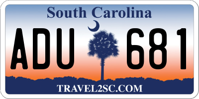 SC license plate ADU681