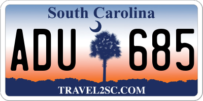 SC license plate ADU685