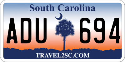 SC license plate ADU694