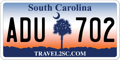 SC license plate ADU702