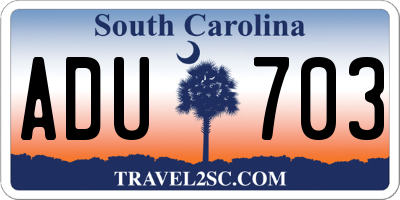 SC license plate ADU703