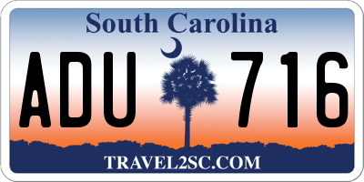 SC license plate ADU716