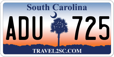 SC license plate ADU725