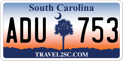 SC license plate ADU753