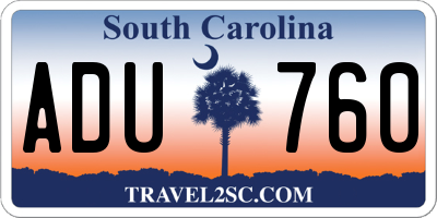 SC license plate ADU760