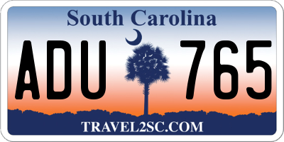 SC license plate ADU765