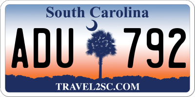 SC license plate ADU792