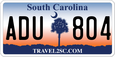 SC license plate ADU804