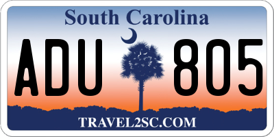 SC license plate ADU805