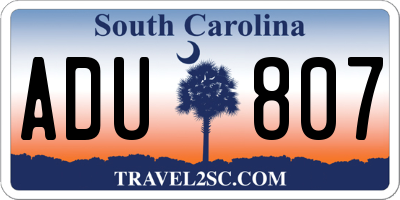 SC license plate ADU807