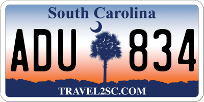 SC license plate ADU834