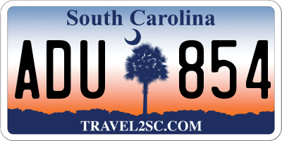 SC license plate ADU854