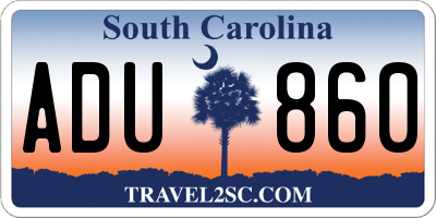 SC license plate ADU860