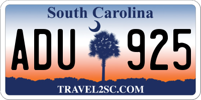 SC license plate ADU925