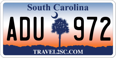 SC license plate ADU972