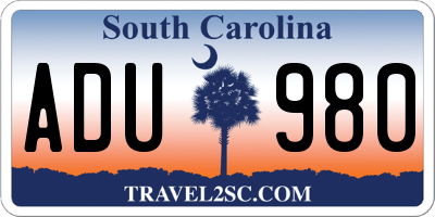 SC license plate ADU980