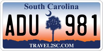 SC license plate ADU981